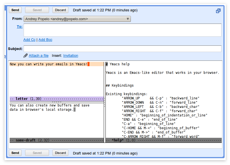Ymacs for Gmail screenshot